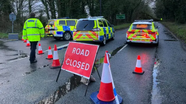 Police close road in Gloucestershire