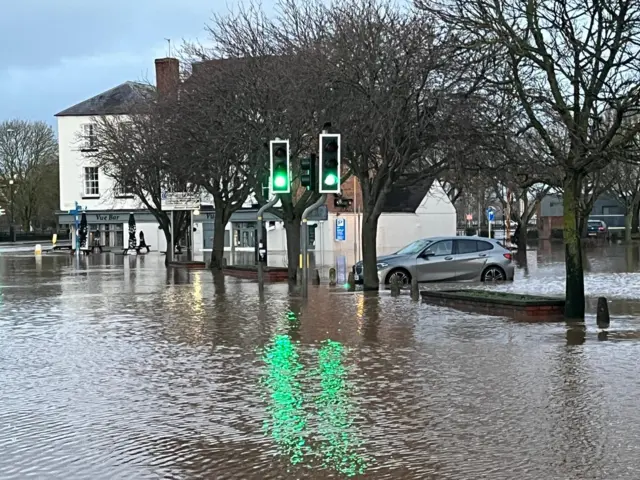 Flooded roads