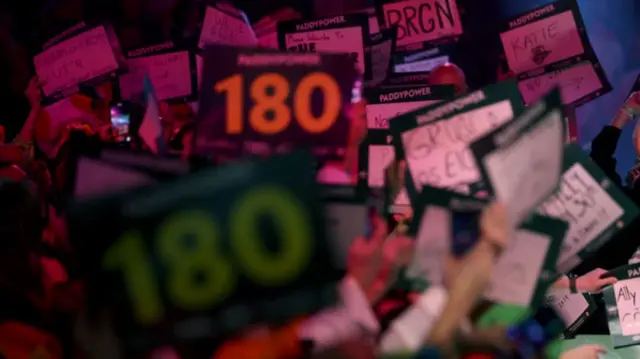 Fans signs at Alexandra Palace for the darts