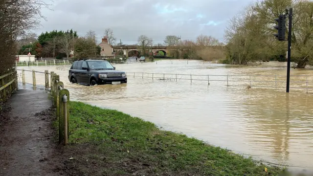 Car in flood-water