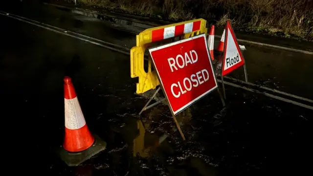 Road closure sign