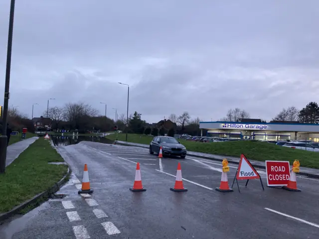 Flooded road in Hilton