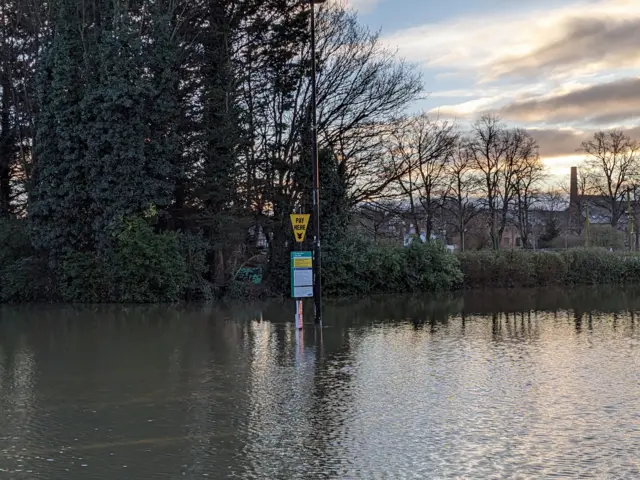 Flooding at St Julian’s Friar’s car park in Shrewsbury