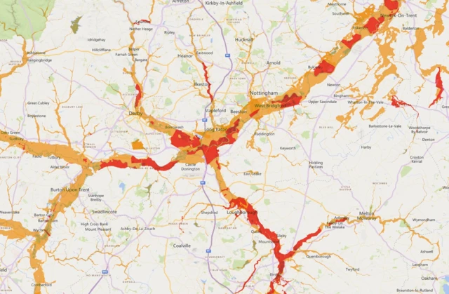 Live map of flood warnings