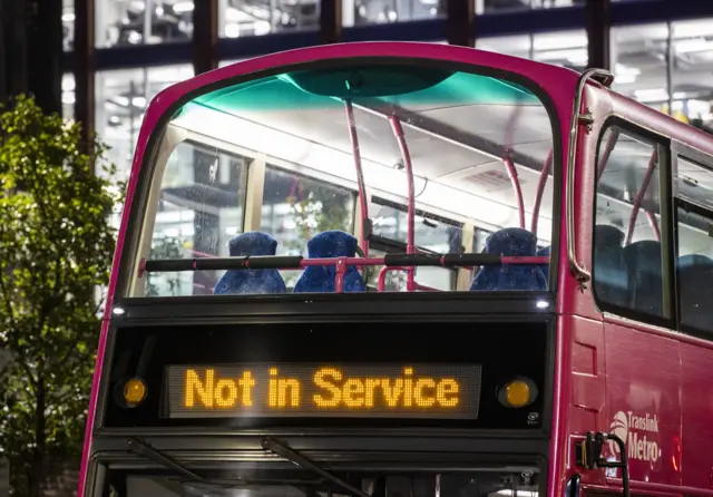 Translink bus showing Not in service