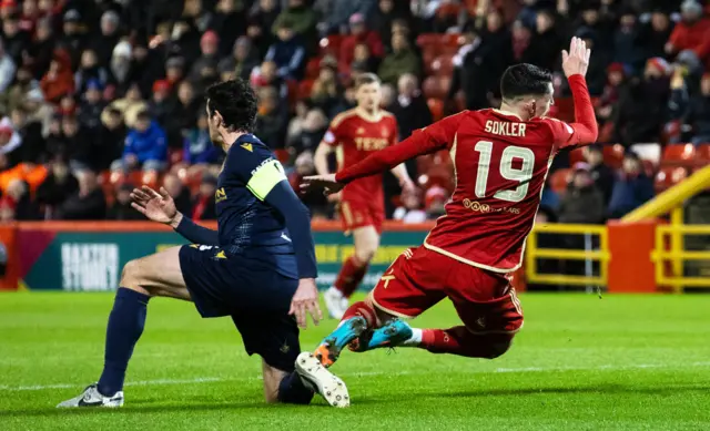 The moment Joe Shaughnessy fouled Ester Sokler in the penalty area