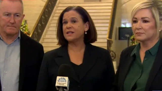 Mary Lou McDonald speaks to reporters