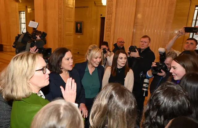 School kids talk to Sinn Féin members at Stormont