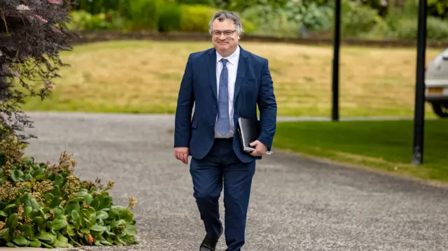 Alliance Party's Stephen Farry arriving at Castle Buildings, Stormont in Belfast, to meet the head of the Northern Ireland Civil Service, Jayne Brady. PA Photo. Picture date: Thursday June 08 2023. See PA story ULSTER Stormont. Photo credit should read: Liam McBurney/PA Wire