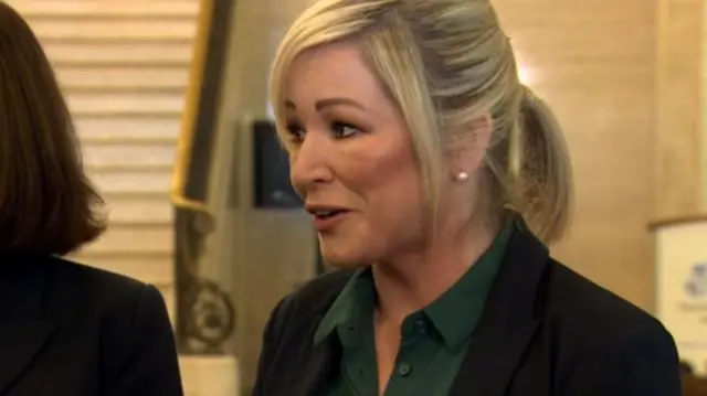 Michelle O'Neill speaks to reporters