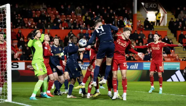 Dundee score from a set-piece - one of Aberdeen's weaknesses this season