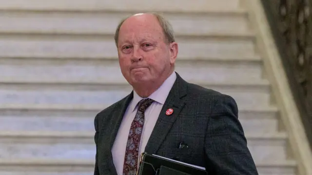 TUV leader Jim Allister in the Grand Hall of Parliament Buildings at Stormont