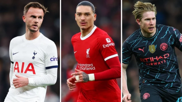 James Maddison, Darwin Nunez and Kevin de Bruyne - Collated Image