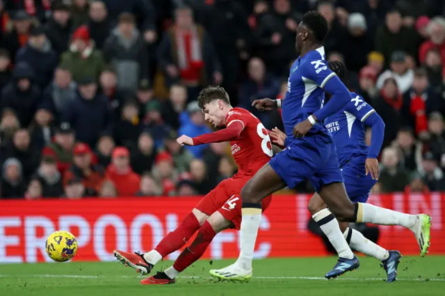 Conor Bradley of Liverpool scores his team's second goal