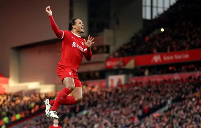 Virgil van Dijk of Liverpool celebrates