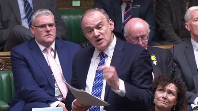 Liberal Democrat leader Sir Ed Davey is asking questions to the PM in Commons