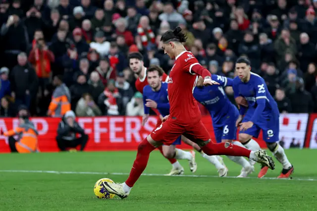 Darwin Nunez of Liverpool misses a penalty kic