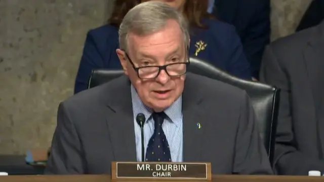 Durbin speaks at the hearing