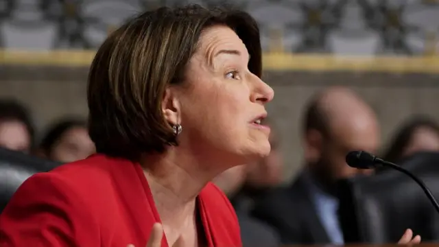 Amy Klobuchar speaks at the hearing