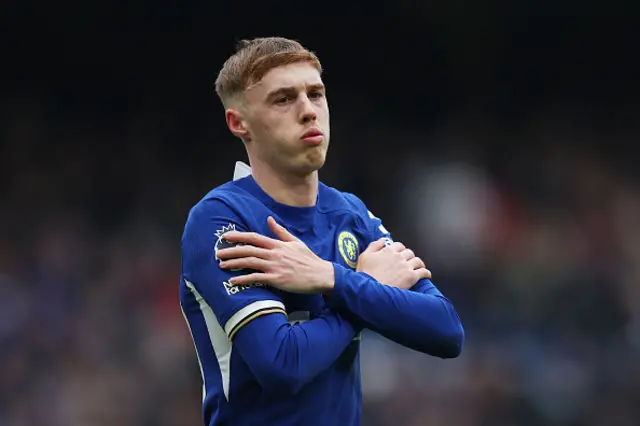 Cole Palmer celebrates after scoring against Fulham