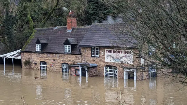 Flooding outside the pub