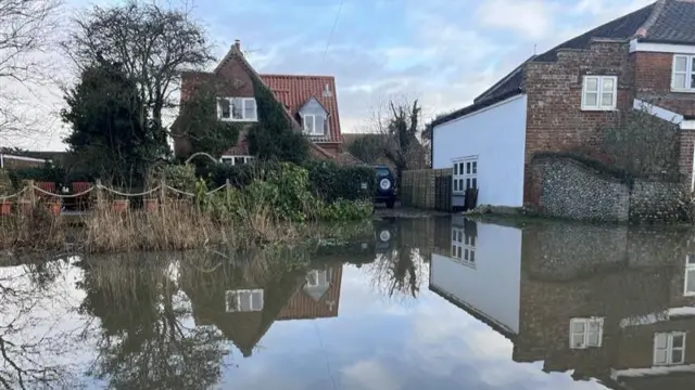 A flooded road