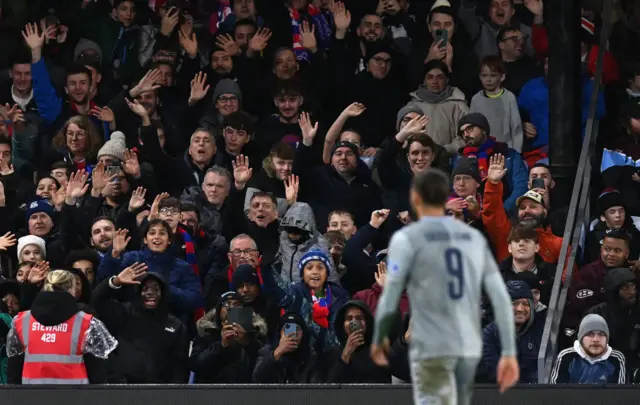 Palace fans taunt Calvert-Lewin as he leaves the field.