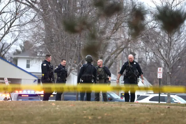 Police officers outside Perry High School