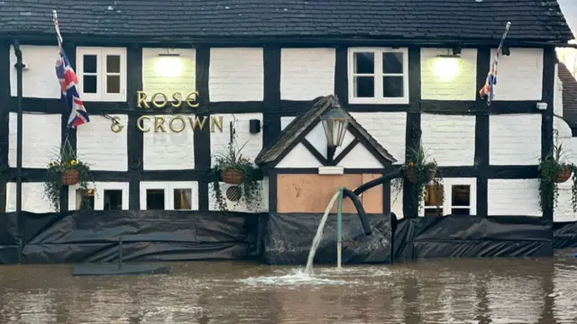 Flooded Rose and Crown pub