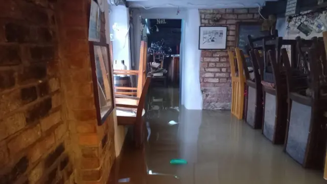 Flooding inside The Boat Inn