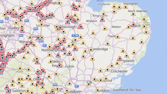 A flood alerts map