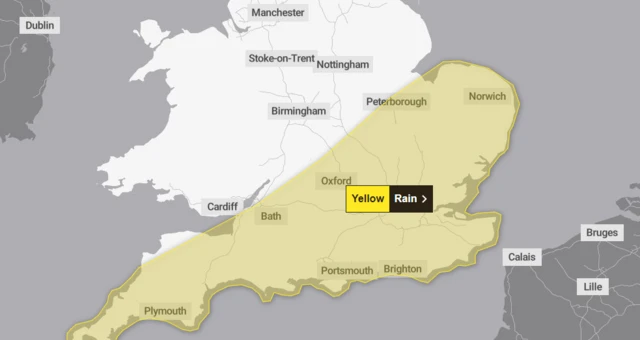 Met Office map of southern England