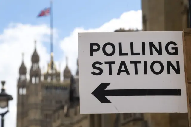 A sign outside a polling station in central Westminster