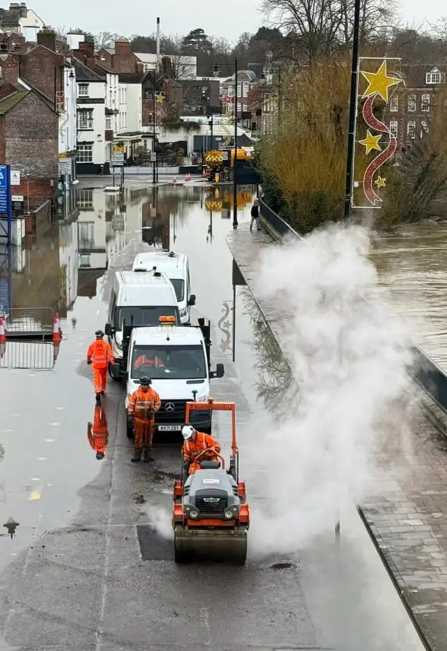 Road repairs on Smithfield Road, Shrewsbury