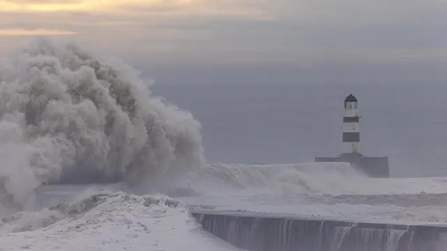 Storm Henk passes through Seaham in County Durham on the morning of January 03, 2024