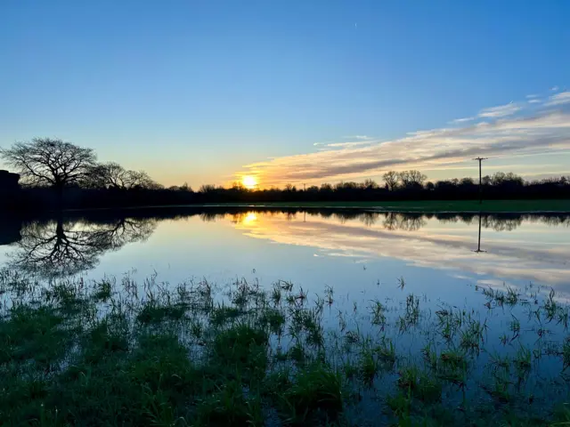 Flooded field in Tollerton, Nottinghamshire