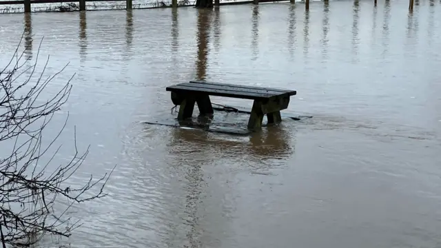 Submerged bench in Anstey