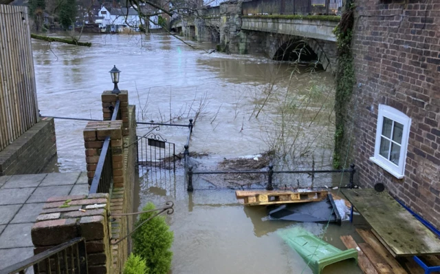 Water levels run high along the River Severn in Bridgnorth