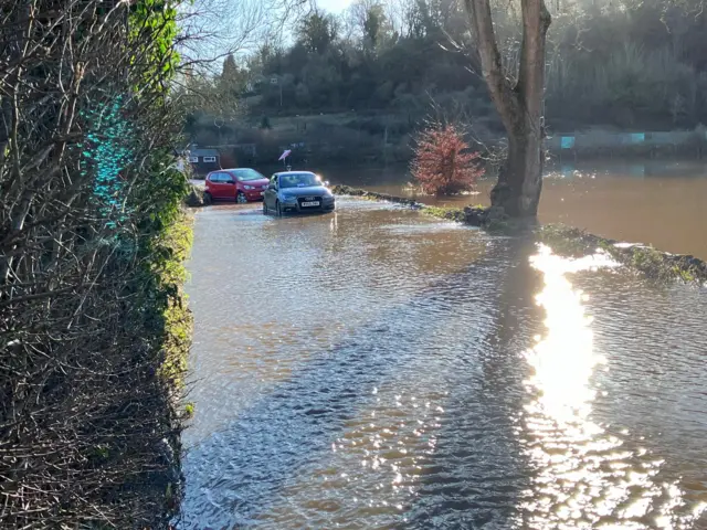 Roads by Monkton Combe School playing fields completely flooded