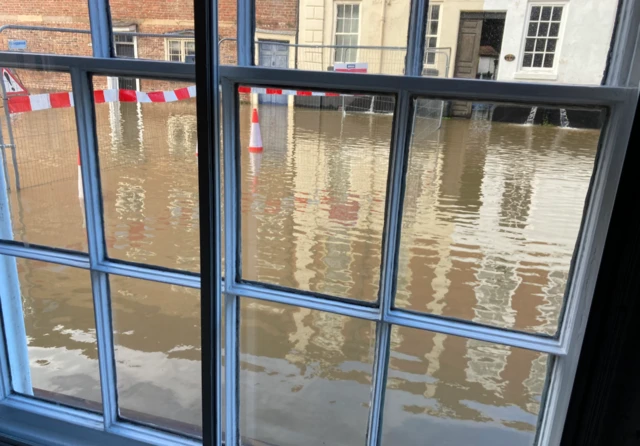 Flooding outside the window