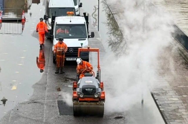 Road repairs in Shrewsbury