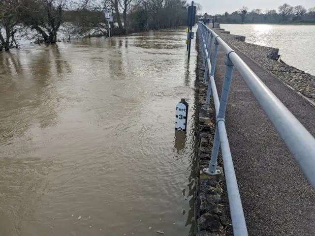 Flood showing to be 2 feet deep.