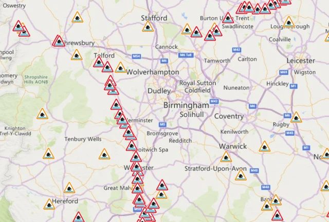 Environment Agency warning map