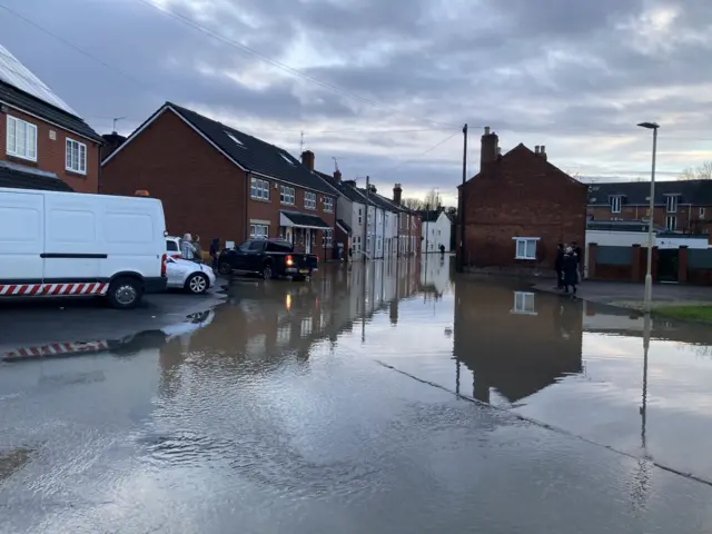 Flooded street in Gloucester