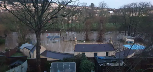 Cleveland Pools in Bath under floodwater