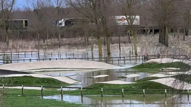 Milton Keynes BMX Racing Club track flooded