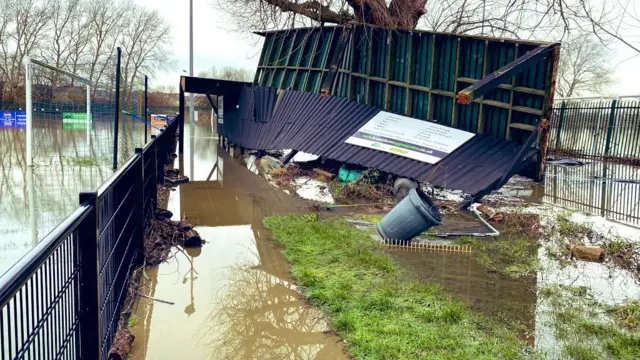 Damaged stand at Aylesbury Vale Dynamos FC