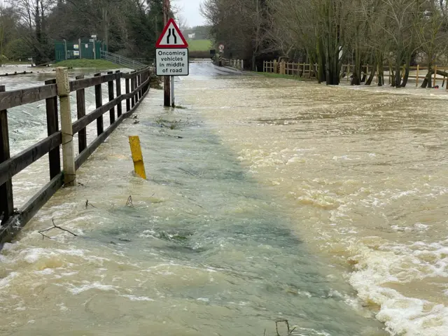 Flooded B1115 near Stowmarket