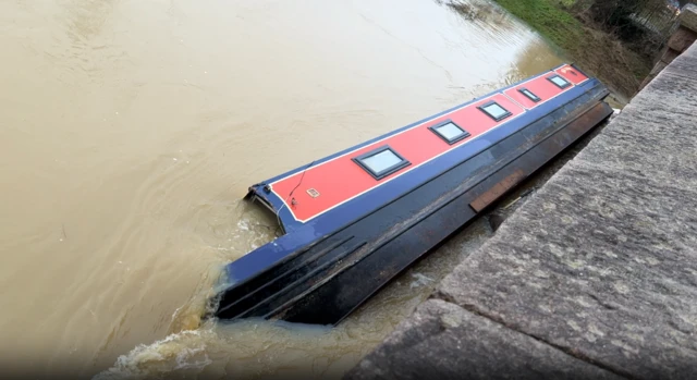 Sunken narrowboat