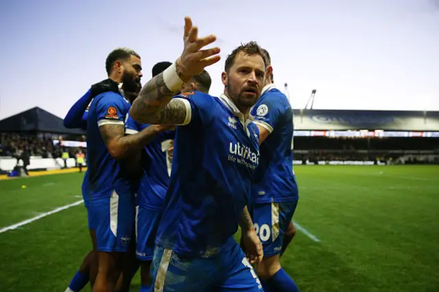 Chris Maguire of Eastleigh celebrates scoring